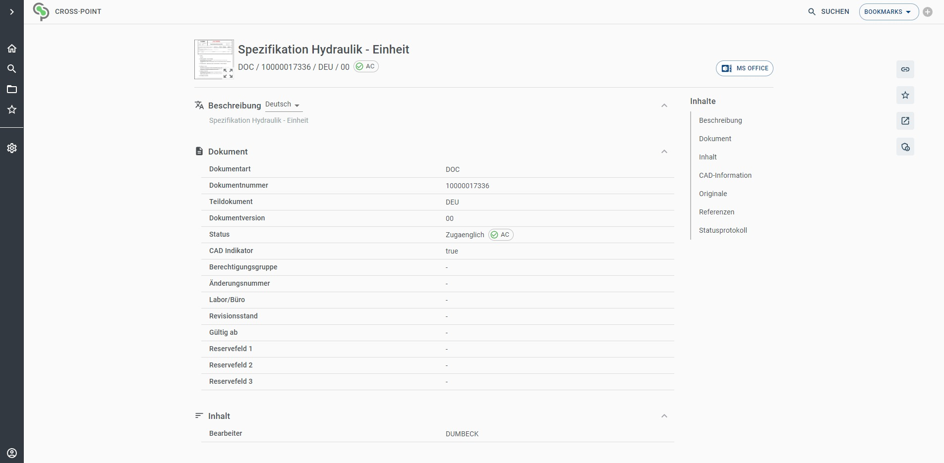 Über die intuitive Bedienoberfläche von CROSS·POINT können Anwender:innen mühelos MS Office-Dateien, die im SAP-System abgelegt sind, bearbeiten und sichern.